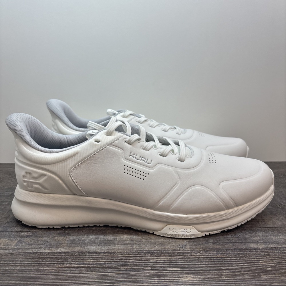 KURU Shift Men's 11 Sneaker Shoe Bright White Leather Anti-Slip Work NEW Defects